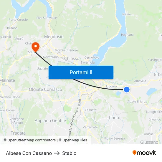 Albese Con Cassano to Stabio map