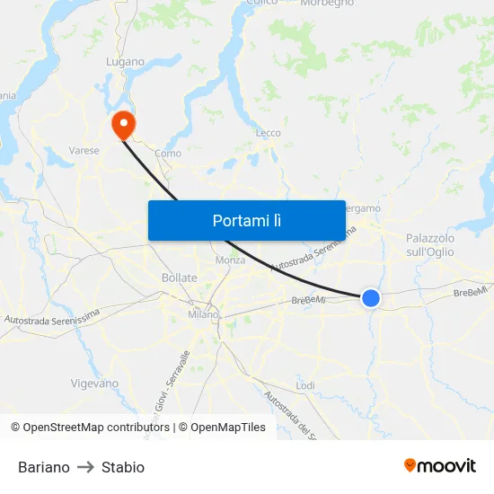 Bariano to Stabio map