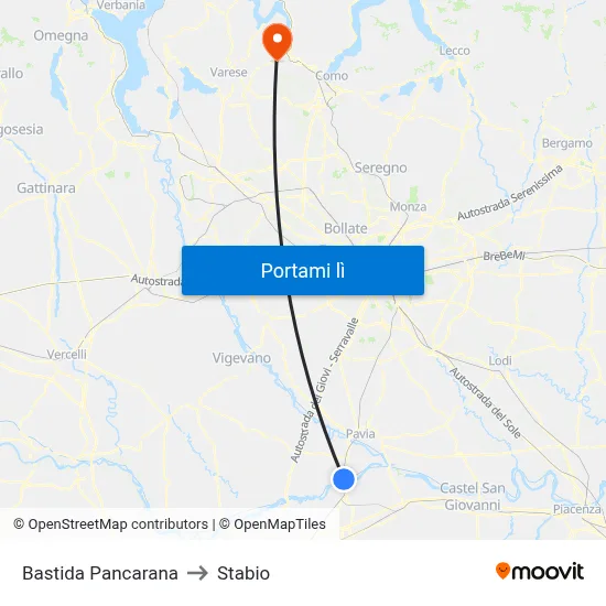 Bastida Pancarana to Stabio map