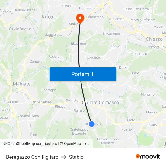 Beregazzo Con Figliaro to Stabio map