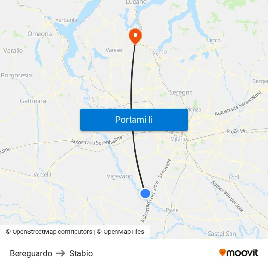 Bereguardo to Stabio map