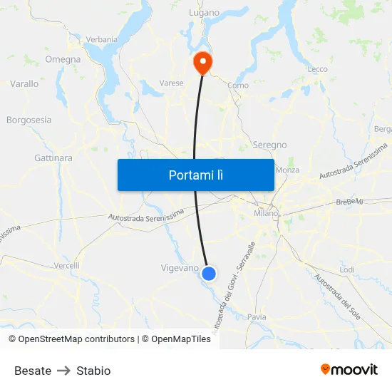 Besate to Stabio map