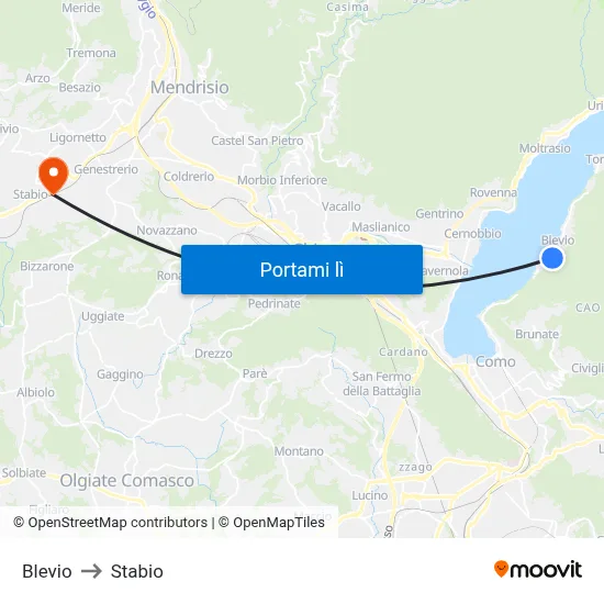 Blevio to Stabio map