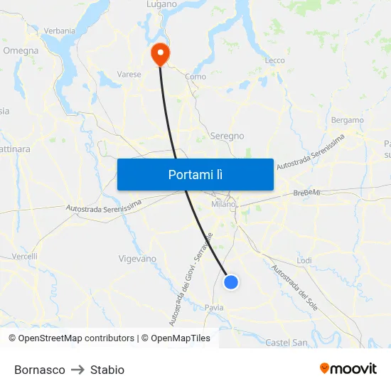 Bornasco to Stabio map