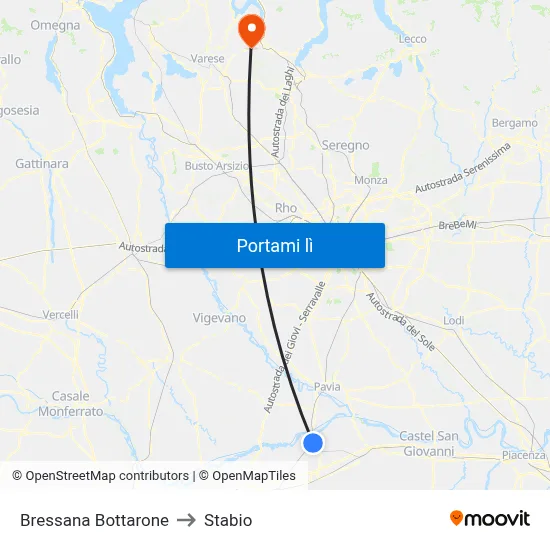 Bressana Bottarone to Stabio map
