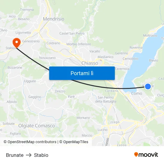 Brunate to Stabio map