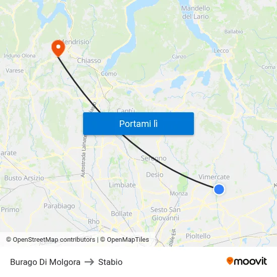 Burago Di Molgora to Stabio map