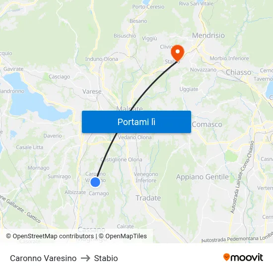 Caronno Varesino to Stabio map