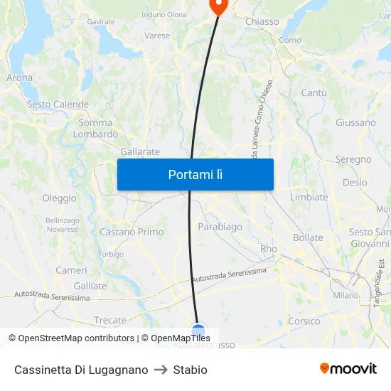 Cassinetta Di Lugagnano to Stabio map