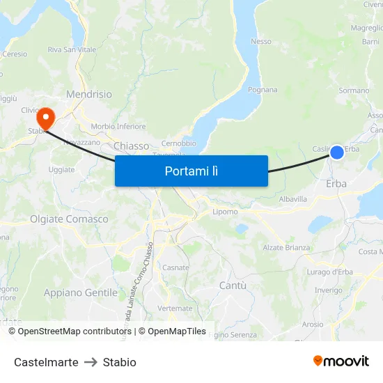 Castelmarte to Stabio map