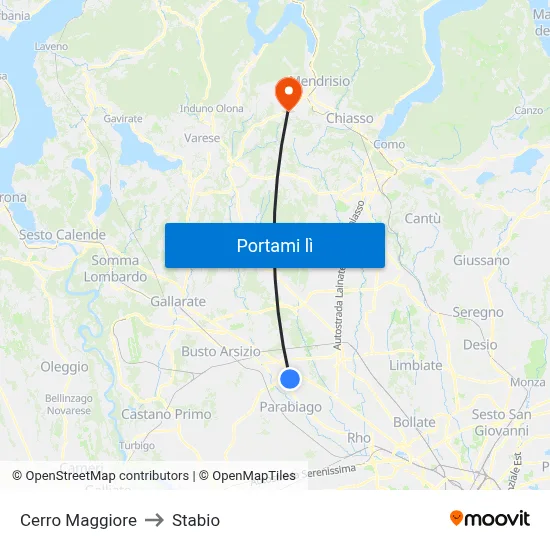 Cerro Maggiore to Stabio map