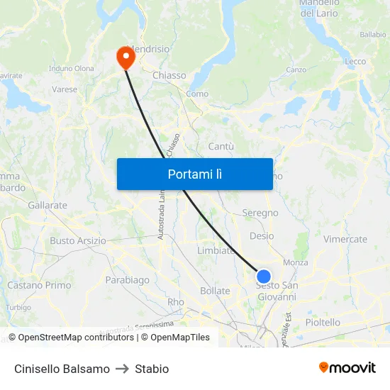 Cinisello Balsamo to Stabio map