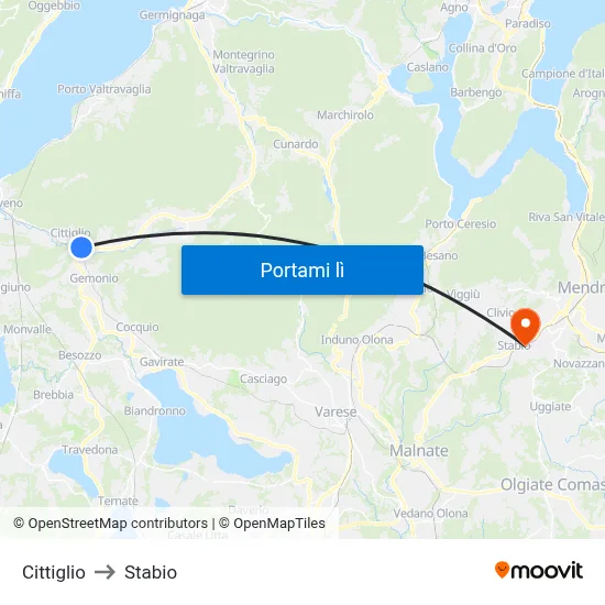 Cittiglio to Stabio map