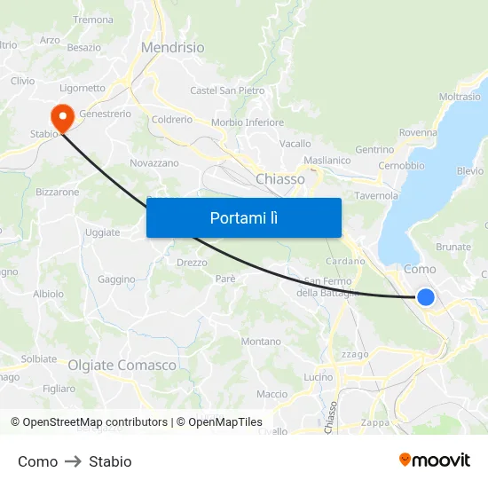 Como to Stabio map