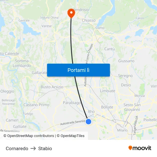 Cornaredo to Stabio map
