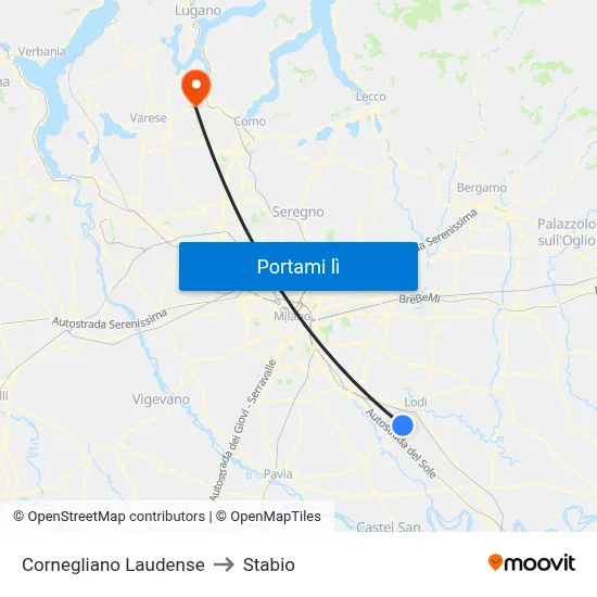 Cornegliano Laudense to Stabio map