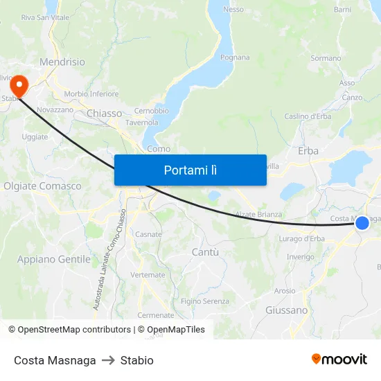 Costa Masnaga to Stabio map