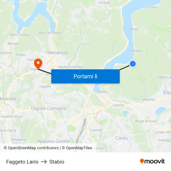 Faggeto Lario to Stabio map