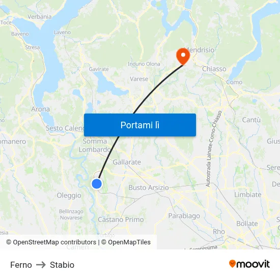 Ferno to Stabio map