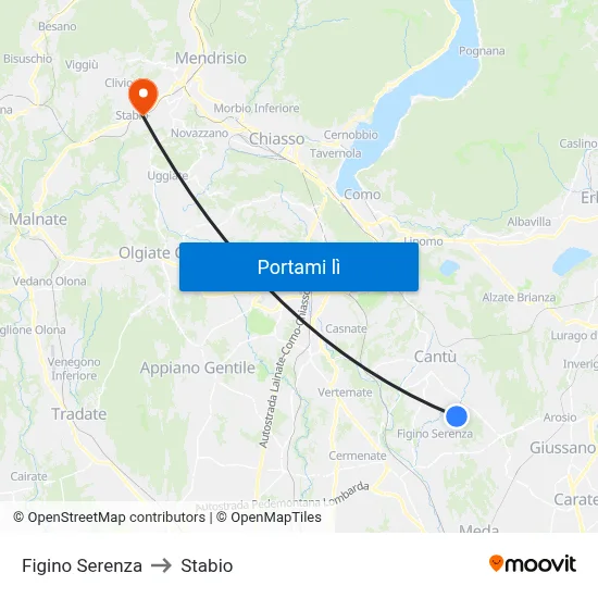 Figino Serenza to Stabio map