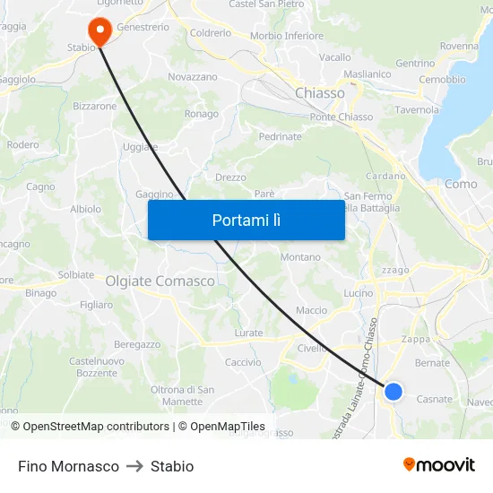 Fino Mornasco to Stabio map