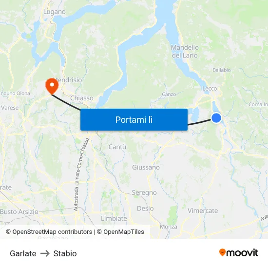 Garlate to Stabio map