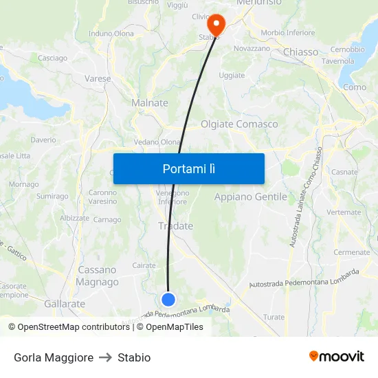 Gorla Maggiore to Stabio map