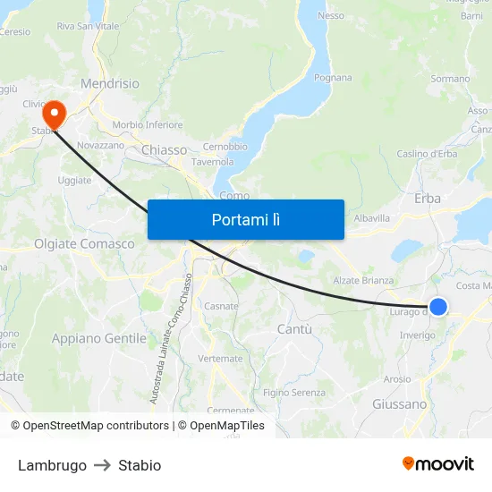 Lambrugo to Stabio map