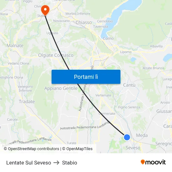 Lentate Sul Seveso to Stabio map