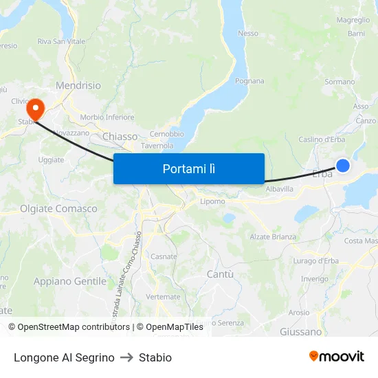 Longone Al Segrino to Stabio map