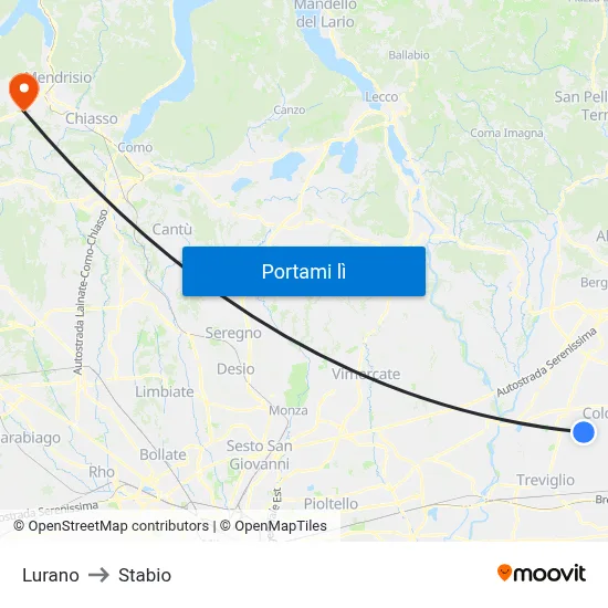 Lurano to Stabio map
