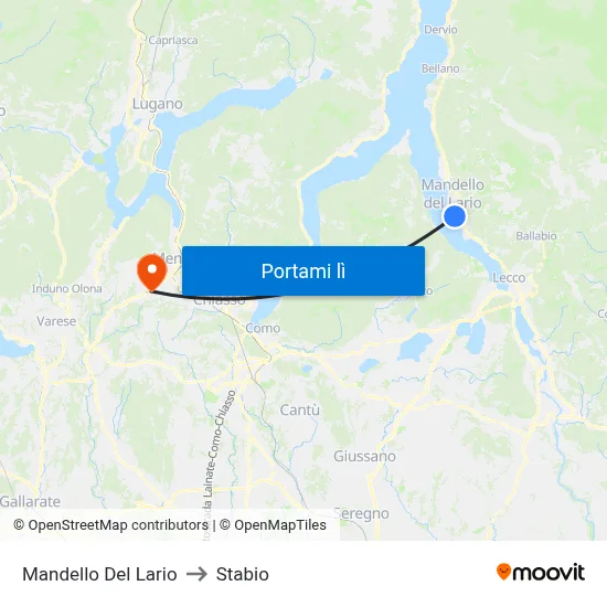Mandello Del Lario to Stabio map