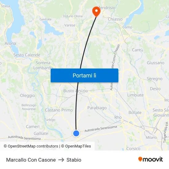 Marcallo Con Casone to Stabio map