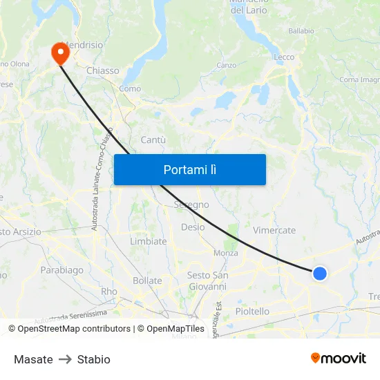 Masate to Stabio map