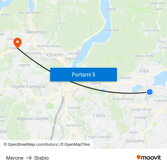 Merone to Stabio map