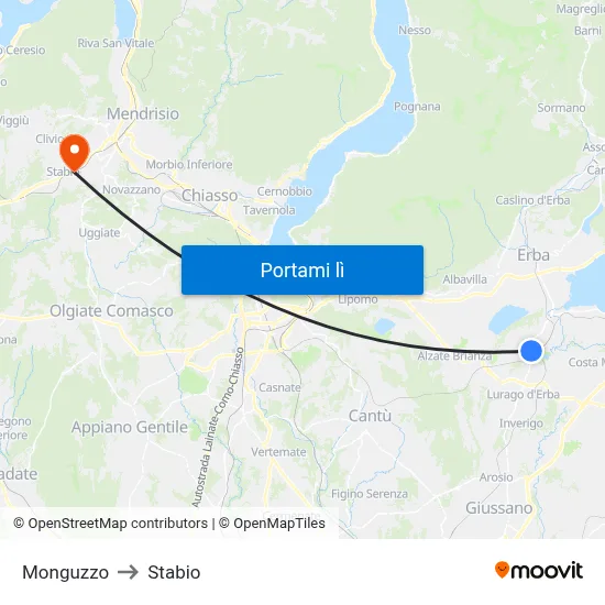 Monguzzo to Stabio map