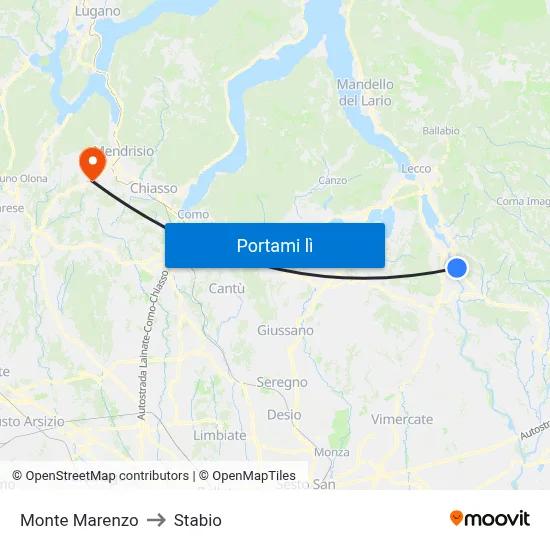 Monte Marenzo to Stabio map