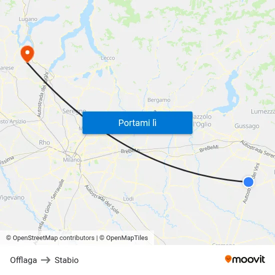 Offlaga to Stabio map