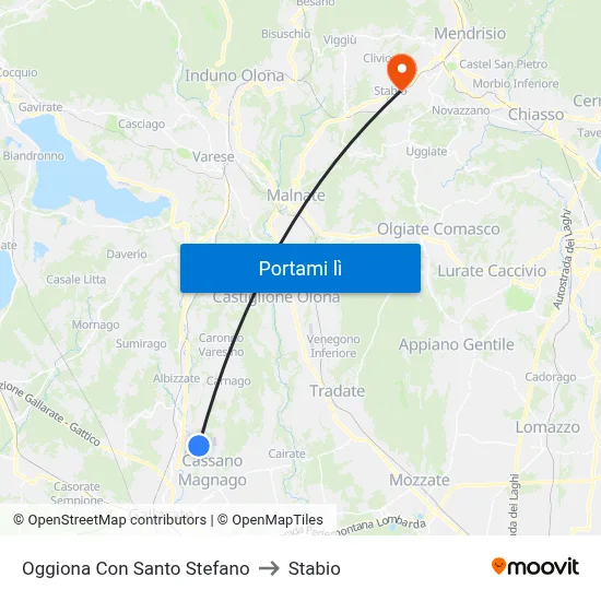 Oggiona Con Santo Stefano to Stabio map