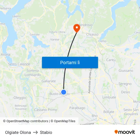 Olgiate Olona to Stabio map