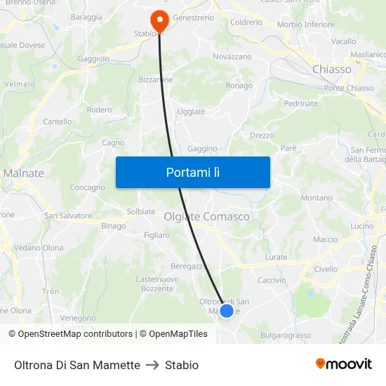 Oltrona Di San Mamette to Stabio map