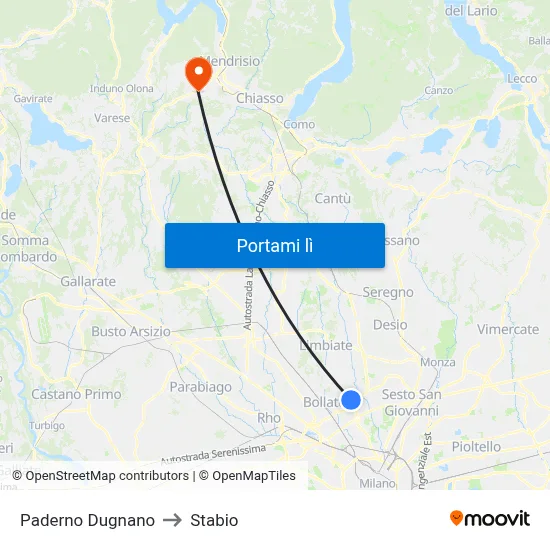 Paderno Dugnano to Stabio map