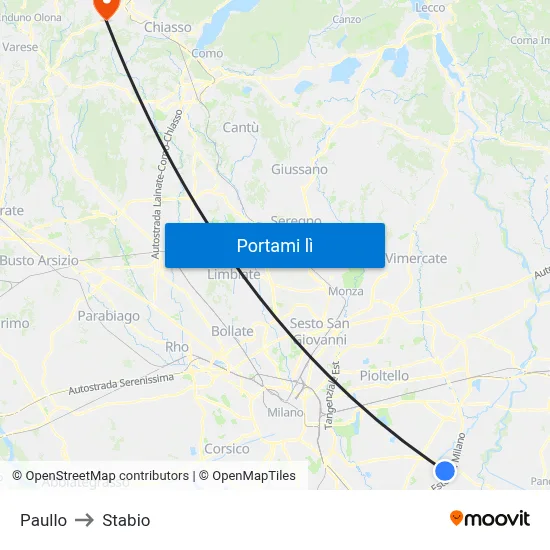 Paullo to Stabio map