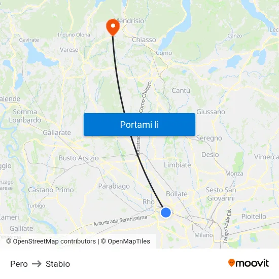 Pero to Stabio map
