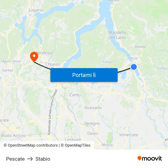 Pescate to Stabio map