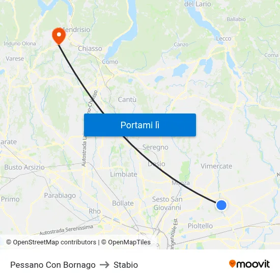Pessano Con Bornago to Stabio map