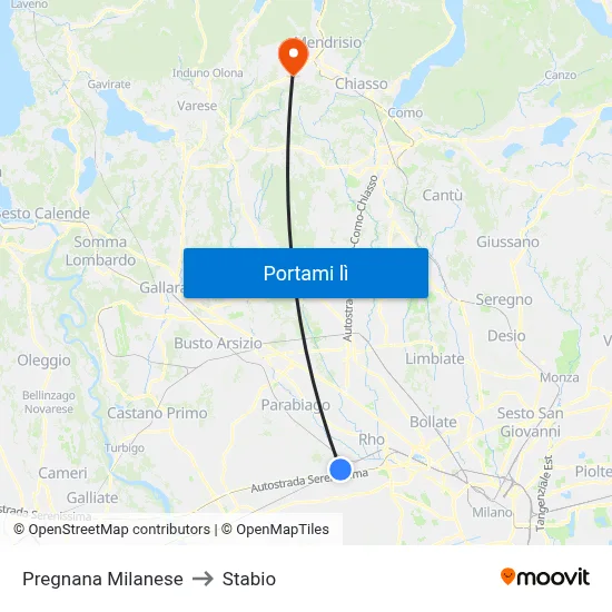 Pregnana Milanese to Stabio map