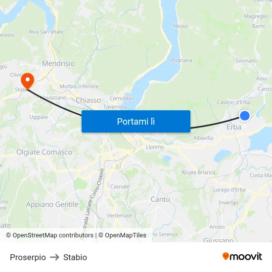 Proserpio to Stabio map