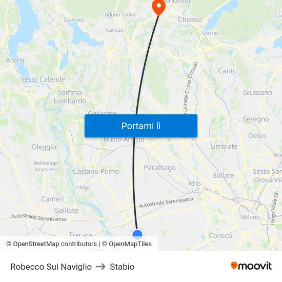 Robecco Sul Naviglio to Stabio map