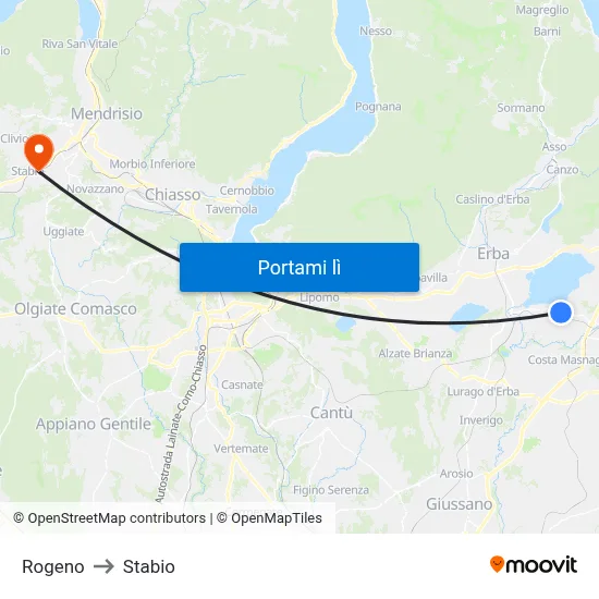 Rogeno to Stabio map